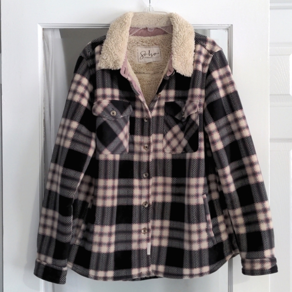 Plaid Sherpa Bomber Jacket